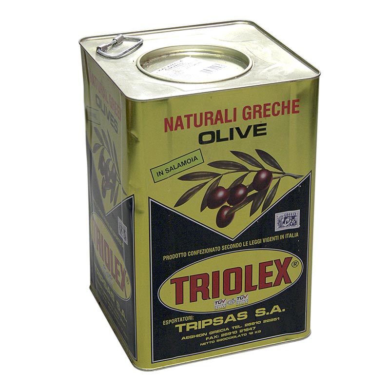 Olive nere, con nocciolo, olive Kalamata, Giganti, in salamoia, 17,5 kg