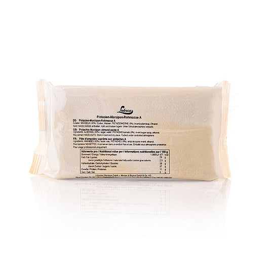 Marzapane al pistacchio crudo, PM, 43% mandorle mediterranee e 9% pistacchi, Lubeca, 1 kg
