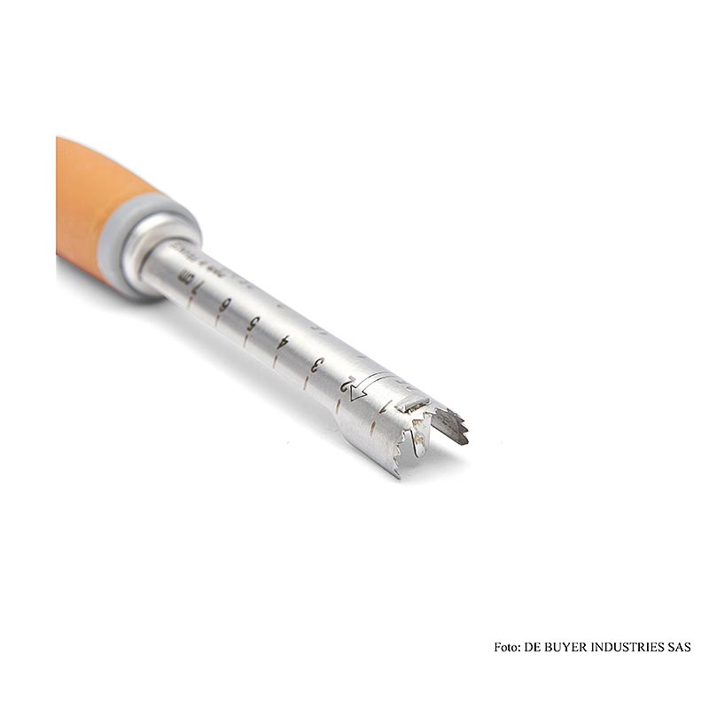 Snocciolatore deBUYER "Universal", ø 13 mm, lunghezza 9 cm, acciaio inossidabile/plastica arancione, 1 pezzo | Non Food / Ferramenta / Accessori per barbecue | thungourmet