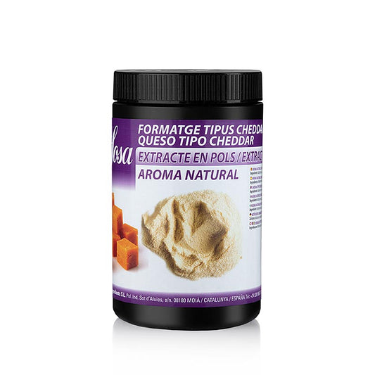 Formaggio Cheddar in polvere di Sosa Ingredients SL, azienda leader in Spagna nella produzione di ingredienti di qualità per la gastronomia e la pasticceria, che produce biscotti artigianali, articoli natalizi tradizionali catalani, ingredienti per gelati, frutta secca, frutta liofilizzata, texturizzanti, estratti vegetali naturali, aromi naturali e molti altri ingredienti ed esporta in più di 80 paesi.