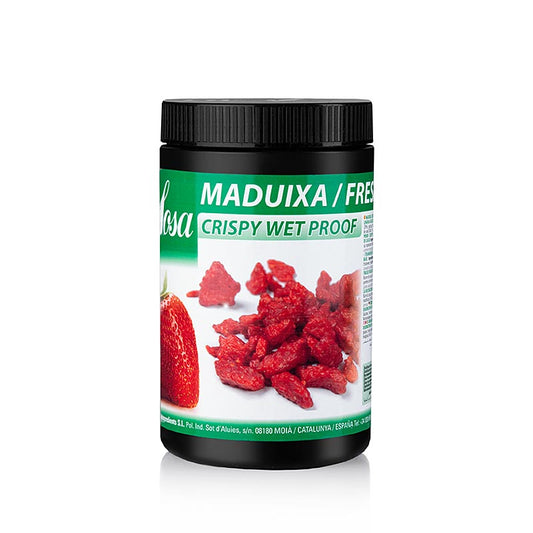 Sosa Crispy - Fragola, a prova di bagnato, ricoperta di burro di cacao (37921), 400 g - Pezzetti di frutta liofilizzata alla fragola dal sapore fine e acidulo, ricoperti di burro di cacao, per creazioni di pasticceria e dessert con un elevato contenuto di liquidi e un attraente effetto croccante fino all'ultimo morso.