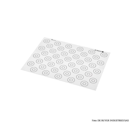 Silikonbackmatte für Macarons mit 44 runden Markierungen, 40x30cm, temperaturbeständig