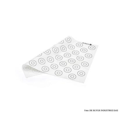 deBUYER tappetino da forno in silicone, liscio, 44 marcature per Macaros ø 15-35mm, 40x30cm, 1 pz.