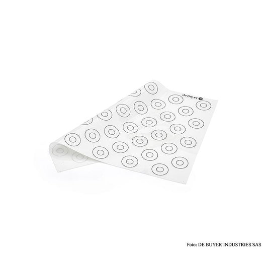 deBUYER tappetino da forno in silicone, liscio, 44 marcature per Macaros ø 15-35mm, 40x30cm, 1 pz.