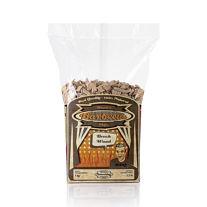 Trucioli per affumicatura in legno di faggio, 1 kg - ideali per aromi di fumo speziati quando si grigliano pesce, carne e pollame, adatti a tutte le griglie e gli affumicatori, legno puro al 100% senza corteccia o componenti estranei