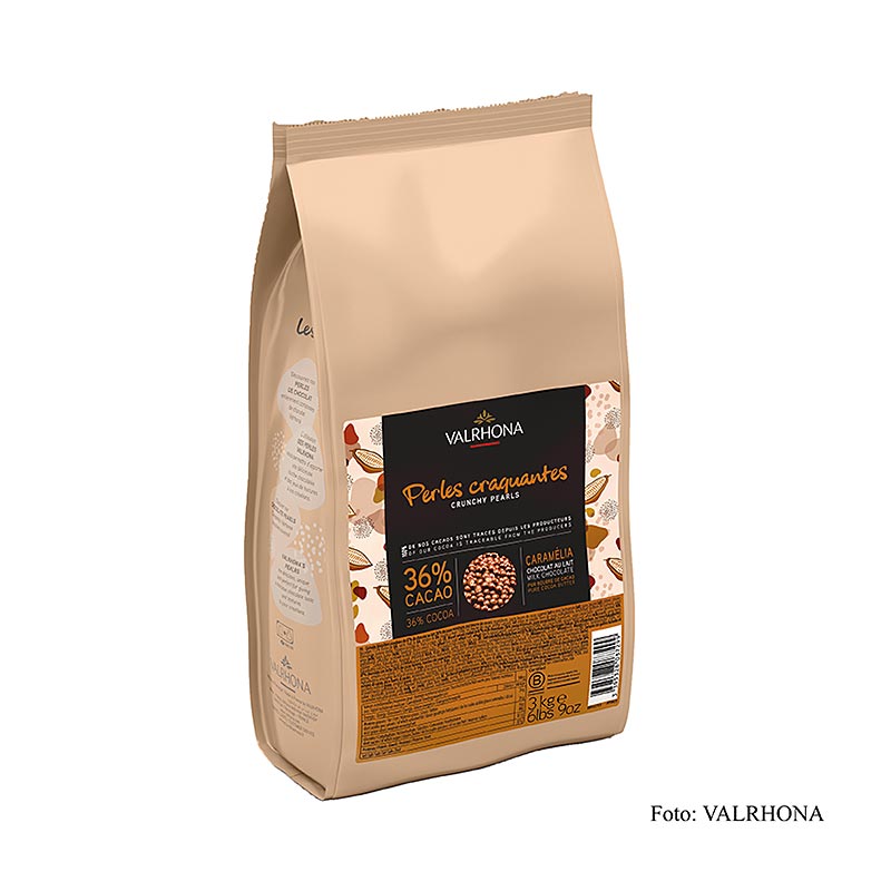 Perle croccanti Valrhona, ripieno di cereali con copertura di cioccolato al latte, 36% di cacao, 3 kg