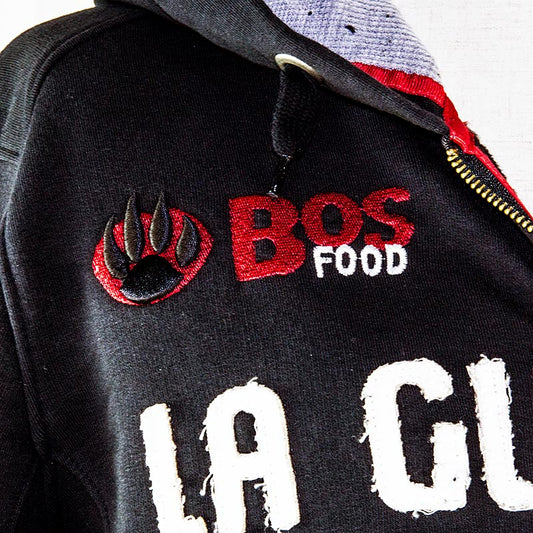 EDITION BOS FOOD Giacca con cappuccio La Guajiro, nero/rosso, taglia uomo 4XL, 1 pz.