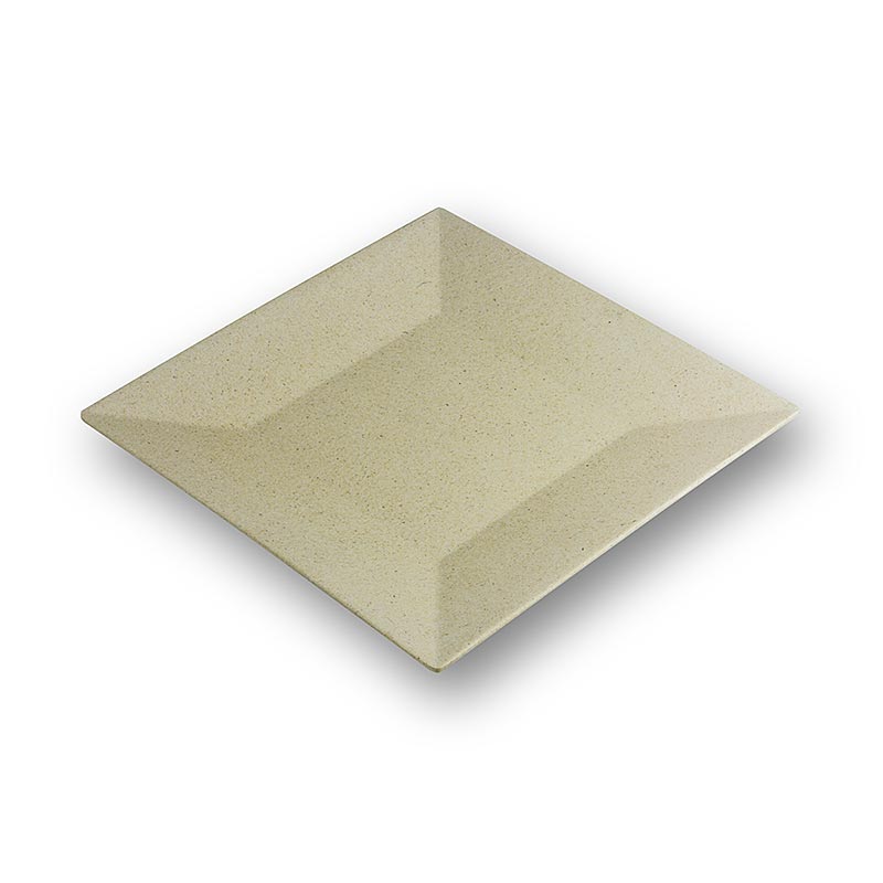 Piatto riutilizzabile in legno di bambù, crema, lavabile in lavastoviglie, 23x23cm, 1 pz.