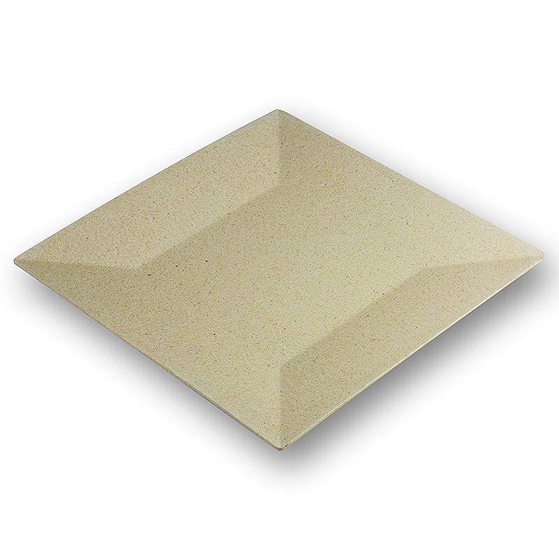 Piatto riutilizzabile in legno di bambù color crema, lavabile in lavastoviglie, ecologico e sostenibile