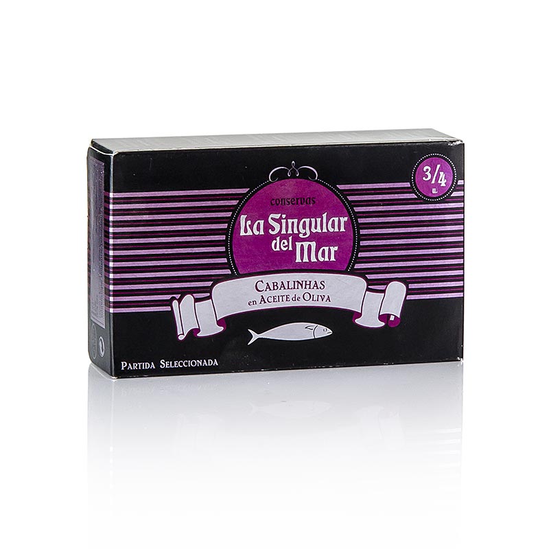 Sgombri "Caballitas", interi, piccoli, in olio d'oliva, La Singular del Mar, 120 g