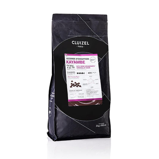 Amaro di copertura a base di cacao di alta qualità con frutti rossi, pan di zenzero, liquirizia e pepe rosa, prodotto da Michel Cluizel, azienda familiare rinomata nell'arte cioccolatiera francese.