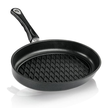 AMT Gastroguss, padella per grigliare, ovale, con motivo a diamante BBQ 35x24cm, 1 pz.