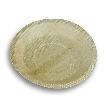Piatto monouso in foglia di palma, rotondo, ø 24 cm circa, 100% compostabile, 100 pz.