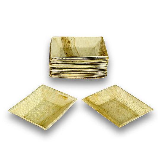 Piatto monouso in foglia di palma, quadrato, per finger food, 100% compostabile, ecologico, 12x17 cm, 200 pezzi