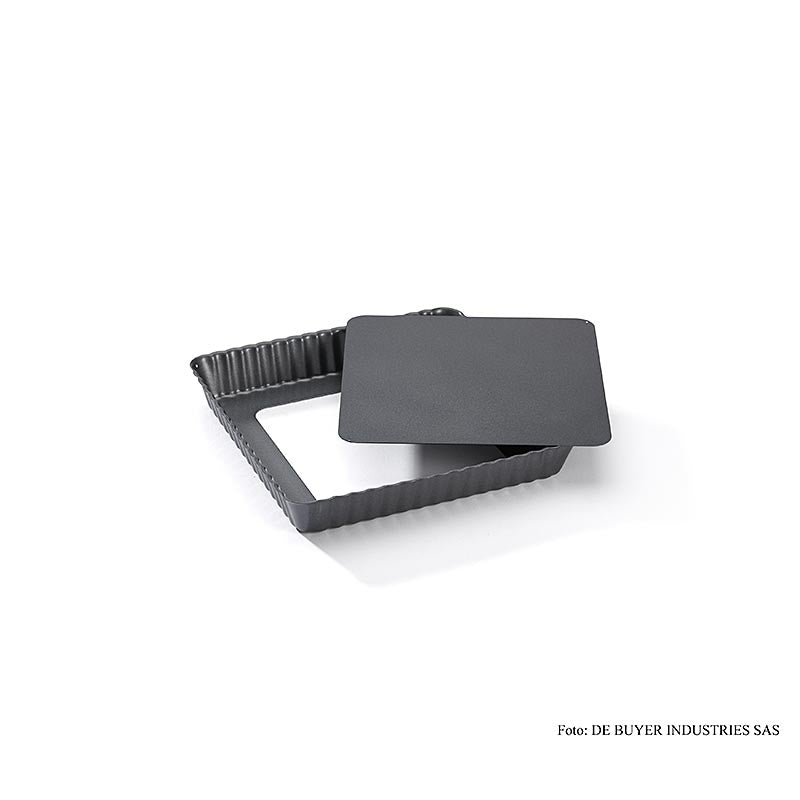 deBUYER Teglia per crostate, quadrata, ø18cm, con base rimovibile, 1 pz. base, 1 pz.