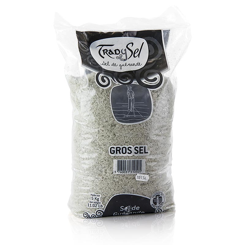 Sale marino, grosso, grigio, umido, Guerande/Francia, TradySel, 5 kg