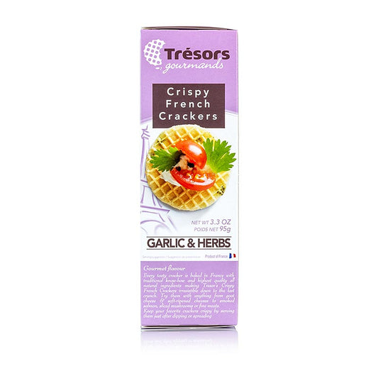 Barsnack Tresors - Croccante franz. Mini wafer cracker con aglio ed erbe, 95 g