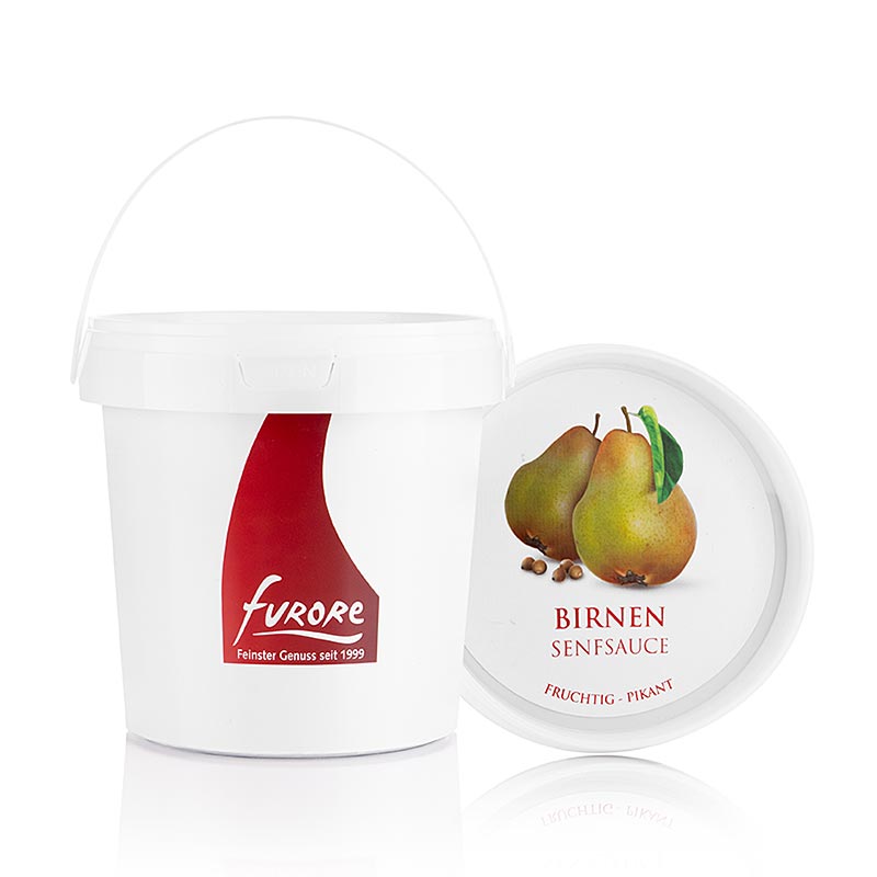 Salsa Furore di pere e senape a pezzi, 1,3 kg, perfetta per condire e marinare carne, selvaggina e pesce, nonché per arricchire salse e marinate. Un'aggiunta speciale ai formaggi morbidi ed erborinati.