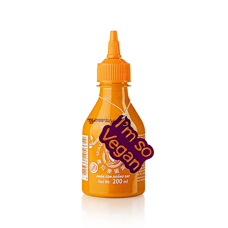 Crema di peperoncino - Sriracha Mayoo, piccante, Flying Goose, 200 ml - Una salsa piccante e cremosa senza uova, ideale come salsa, sul sushi, con il pollo, le uova o l'insalata.