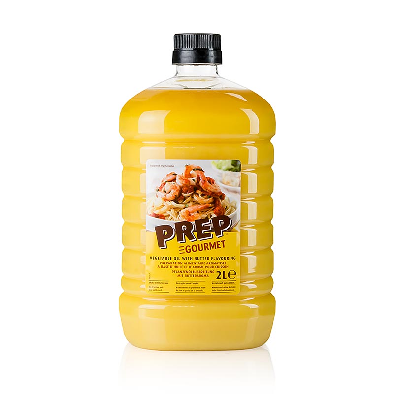 Olio vegetale con aroma naturale di burro, utilizzo versatile in piatti dolci e salati, non schizza durante la frittura, alternativa economica al burro, 2 l