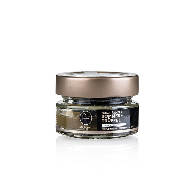 Tartufi estivi interi dell'Appennino, 35 g, cotti con sale, ideali per terrine, paté, salse e creme di formaggio, possono essere utilizzati come tartufi freschi, precedentemente saltati in olio d'oliva per le salse