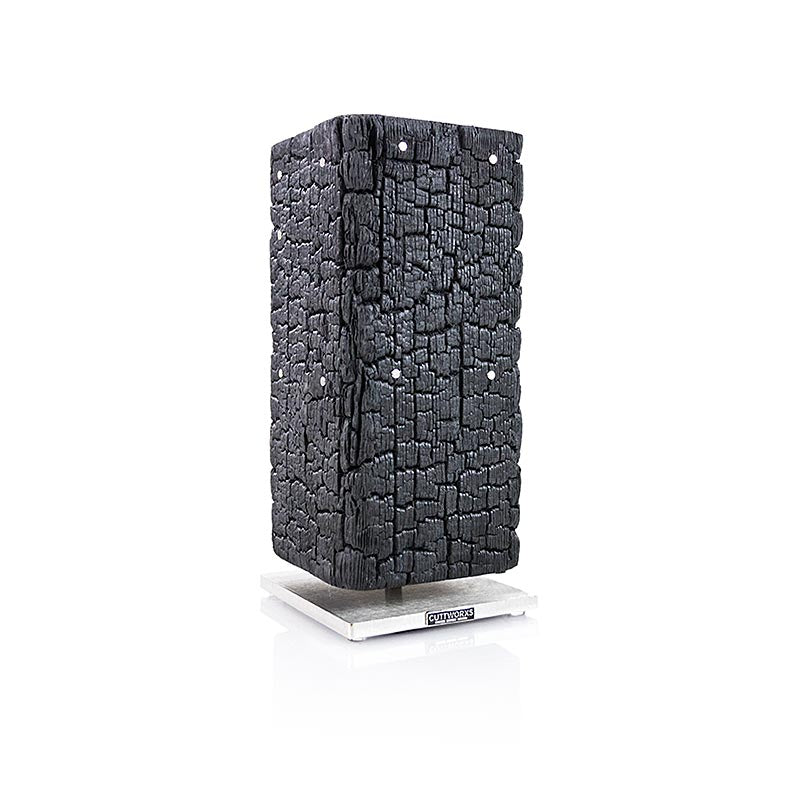 Ceppo di coltelli "PYROlith" di Cuttworx, in vero legno bruciato, magnetico, 1 pz.
