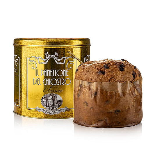 Panettone di Natale - classico, scatola di metallo dorato, Lazzaroni, 1 kg