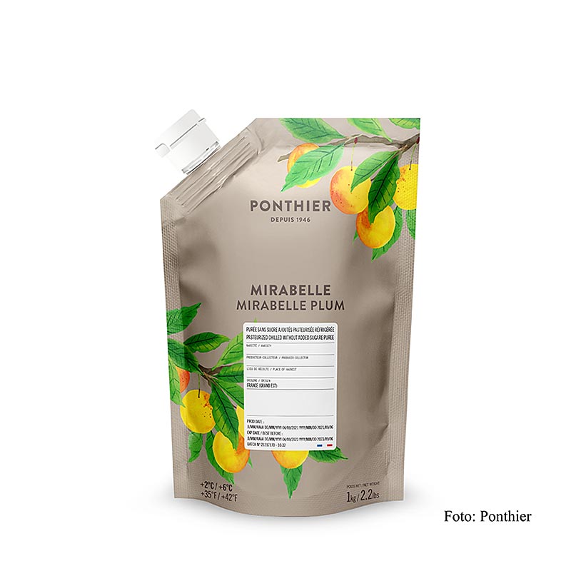 Purea di prugne mirabelle della Lorena 1 kg , con zucchero, ideale per prodotti da forno e dessert