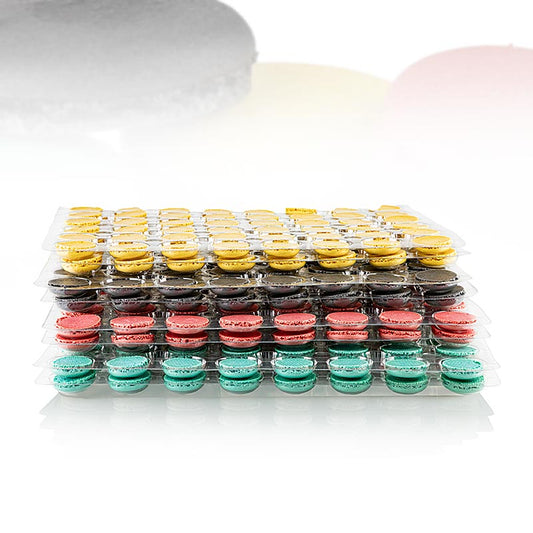 Macarons mix 2 (96 x ciascuno nero, cassis, limone, turchese), ca. Ø3,5 cm, 921 g, 384 pezzi.