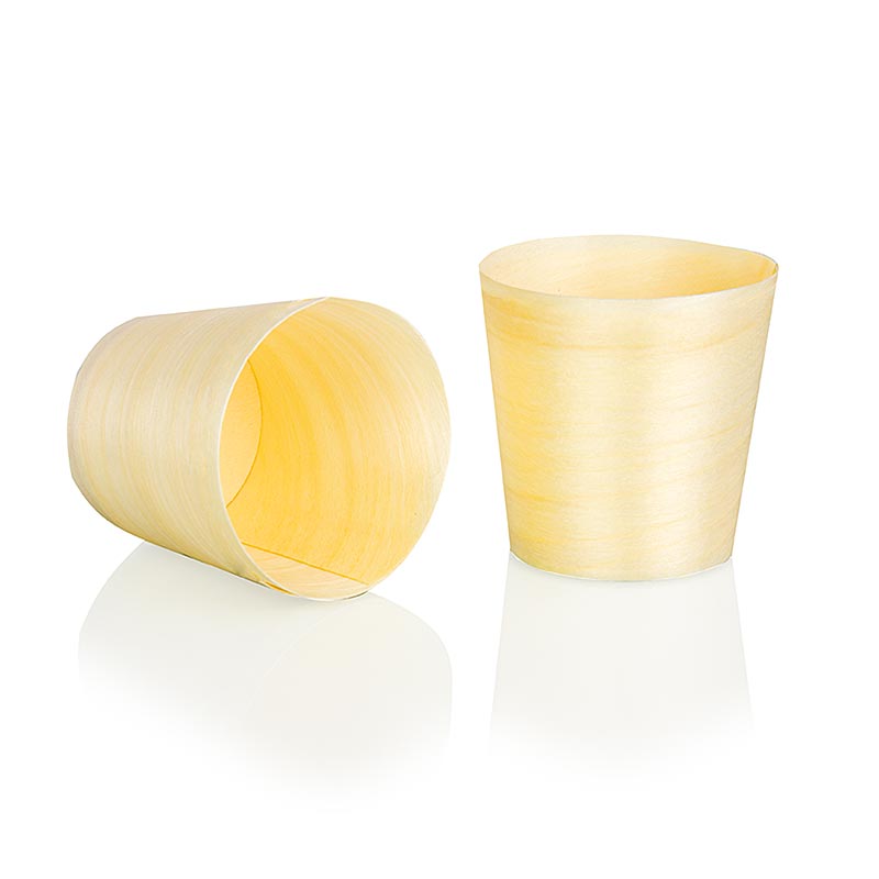 Timbale (bicchiere) monouso in legno, Ø 5,5 cm, altezza 6 cm (non contiene liquidi), 50 pezzi | Non Food / Ferramenta / Accessori per barbecue | thungourmet