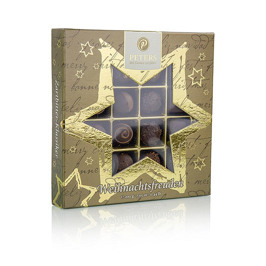 Cioccolatini di Natale - "Weihnachtsfreuden", cioccolato fondente, con alcol, Peters, 200 g