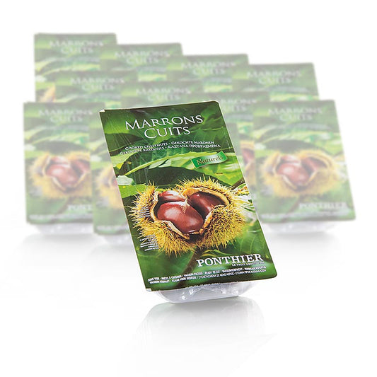 Castagne Ponthier sbucciate e cotte sottovuoto, 4,8 kg, 12 x 400 g, perfette per carne, selvaggina, pollame, pesce, insalate e pasticceria