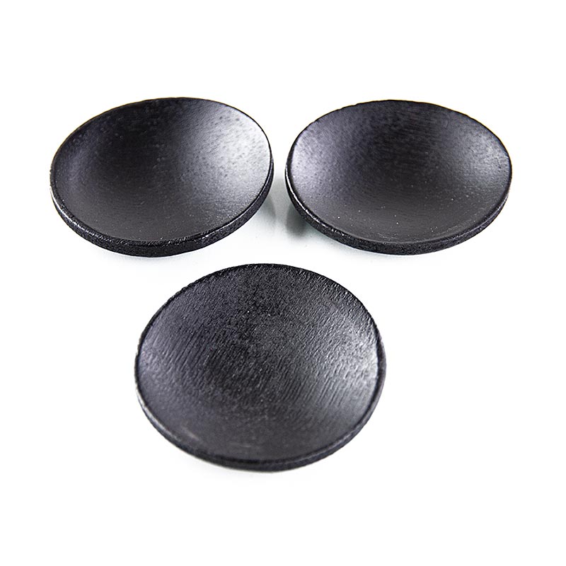 Ciotole e piatti riutilizzabili in bambù, neri, rotondi, lavabili in lavastoviglie, diametro 6 cm, ecologici e sostenibili, perfetti per barbecue e pasti.