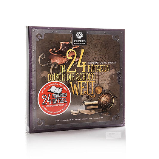 Calendario dell'Avvento - "In 24 enigmi attraverso il mondo del cioccolato", con alcol, Peters, 255 g