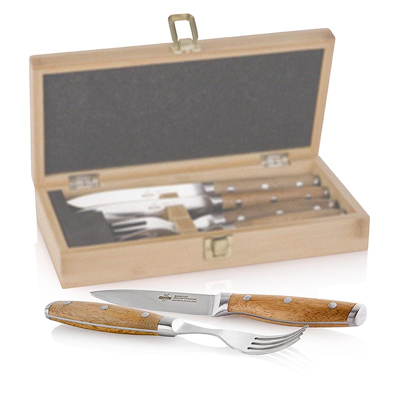 Steak Champ - Set di coltelli da bistecca per 2 persone (2 coltelli + 2 forchette), 4 pezzi | Non Food / Hardware / Accessori per barbecue | thungourmet