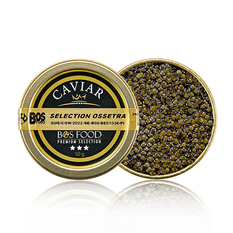 Selezione di caviale Ossetra (Acipenser gueldenstaedtii), 50 g
