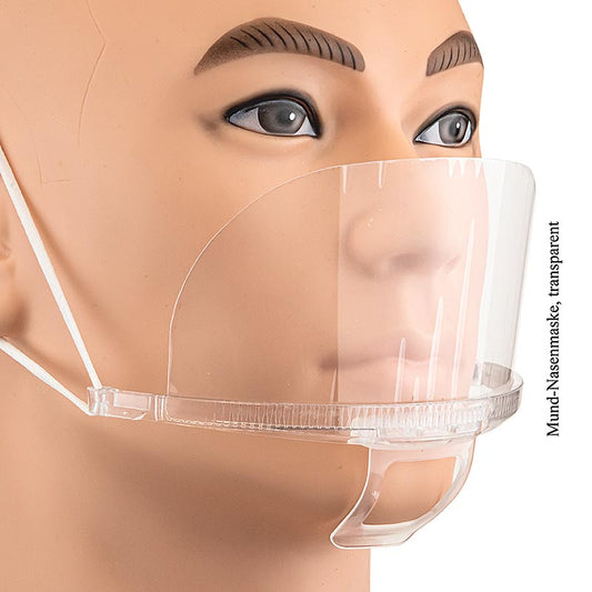 Maschera per bocca e naso, trasparente, in policarbonato, 100% Chef, 1 pz.