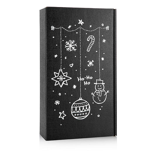 Scatola regalo per vino "Seta Black X-Mas", confezione regalo da 2, 360x180x90mm, 1 pz.