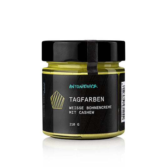 Heiko Antoniewicz - Tagfarben, crema di fagioli bianchi con anacardi, 210 g: Una deliziosa crema di fagioli bianchi con anacardi, ideale come salsa, sul pane o come ingrediente di molti piatti, in una pratica confezione da 210 g, perfetta per i viaggi o come regalo.