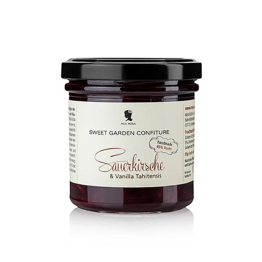 Sweet Garden Confiture - Crema spalmabile alla frutta con amarena e vaniglia di Tahiti, Mea Rosa, 180 g