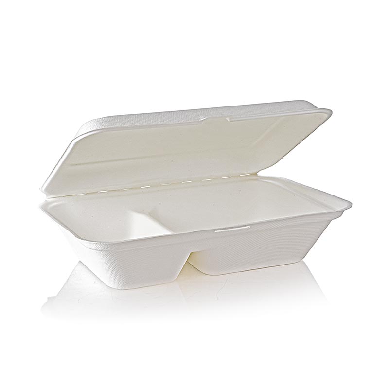 Scatola per alimenti Take Away Naturesse, coperchio incernierato, 2 scomparti, 249x162x63 mm, 50 pezzi.