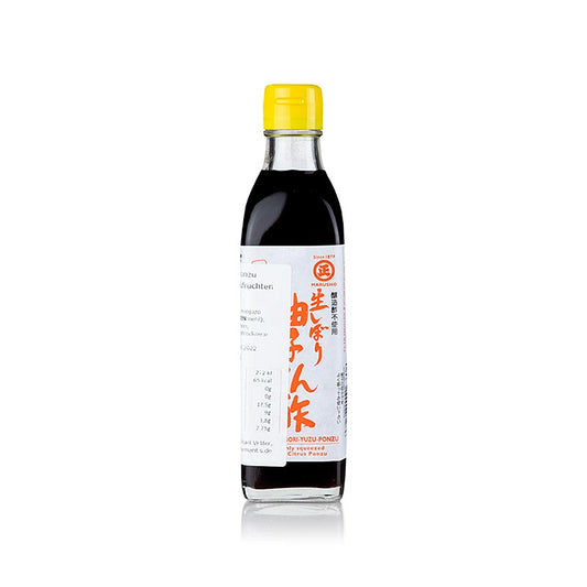 Bottiglia Namashibori Yuzu Ponzu da 300 ml con salsa di soia e succo di yuzu di Marusho