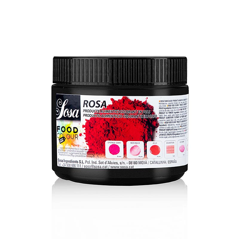 Colorante alimentare naturale Sosa rosa, polvere tutto solubile (38628), 200 g