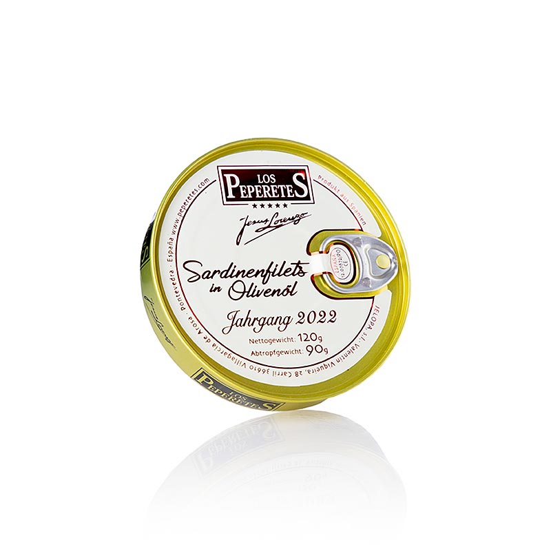 Filetti di sardine dell'annata 2022, in olio d'oliva, Los Peperetes, 120 g