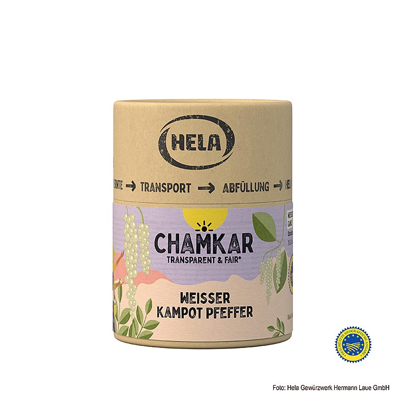 HELA Chamkar - Pepe bianco di Kampot, essiccato, intero, IGP, 110 g