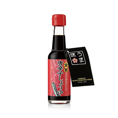 Salsa di soia - Kinbue Tougarashi Shoyu - con peperoncino, piccante, Fueki, Giappone, 150 ml