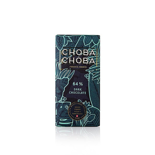 Tavoletta di cioccolato fondente biologico con 64% di cioccolato fondente di Choba Choba, 91g