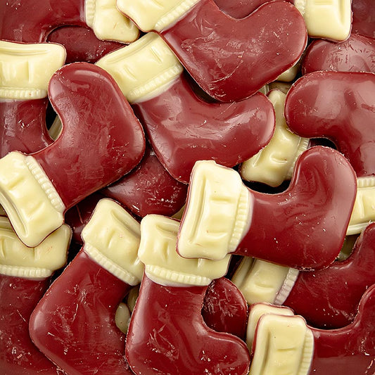 Topper al cioccolato "calza di Babbo Natale", 40x49 mm, Dobla (78431), 630 g, 132 pezzi.