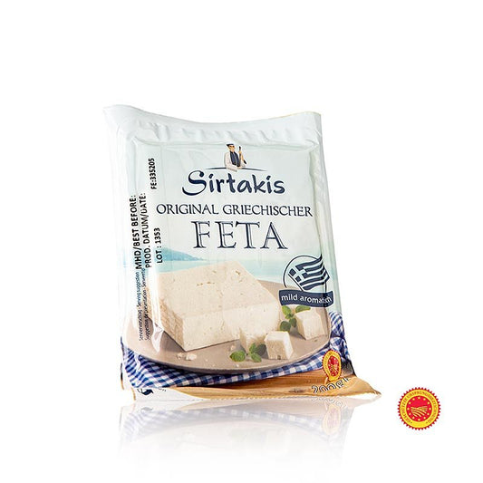 Formaggio greco Feta DOP, formaggio di pecora, Sirtakis, 200 g | Formaggi | thungourmet