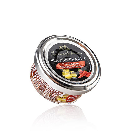 Perles D'Huile - Caviale di olio d'oliva con peperoncino, perle piccanti di olio d'oliva (sferiche), 45 g